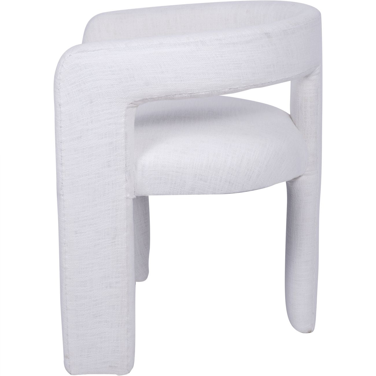 Slub Ivory White Linen Three Legged Slub Chair